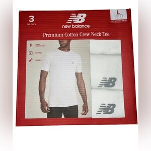 NEW BALANCE-New-Men's Premium Cotton Crew Neck Tee-3 Pack-White-Size L